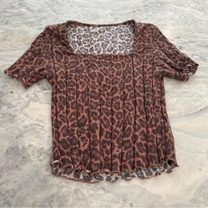 American Eagle Outfitters Leopard Print Top - Brown and Black